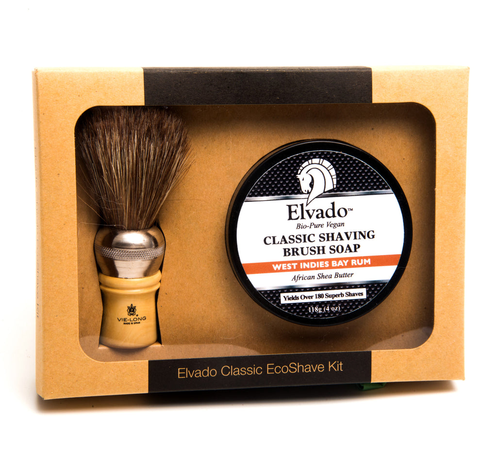 Elvado Classic Shave Kit with West Indies Bay Rum Soap and Shave Brush (118 g / 4 oz) Elvado Bay Rum Shaving Soap and Brush Shave Kit