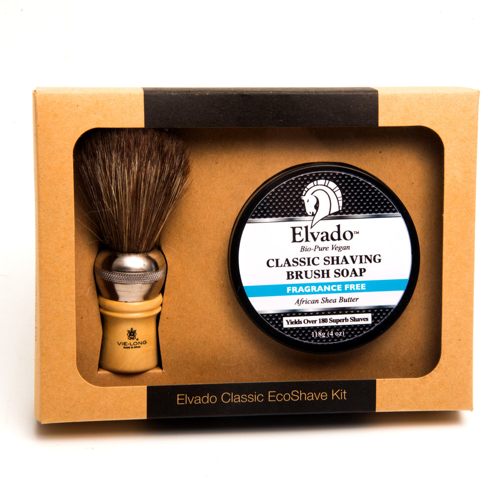 Elvado Classic Shave Kit with Fragrance Free Soap and Shave Brush (114 g / 4 oz) Elvado Shave Kit Fragrance Free Shaving Soap and Brush