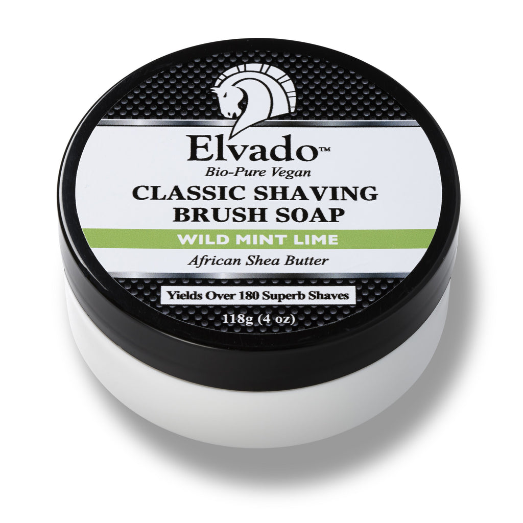 Elvado Classic Wild Mint Lime Shaving Brush Soap in Tub (118 ml/4 oz) Elvado Classic Wild Mint Lime Shaving Brush Soap