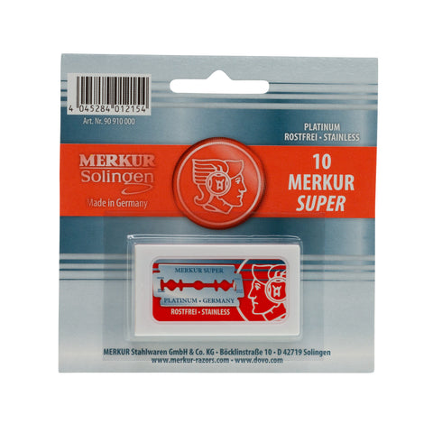 Merkur Super Platinum Double Edge Safety Blades (Single Pack, 10 Blades per Pack)
