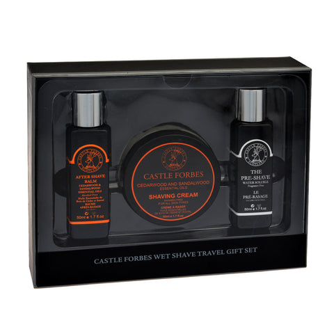 Castle Forbes Wet Shave Travel Gift Set – Cedar and Sandalwood (3 x 50ml/1.7oz)