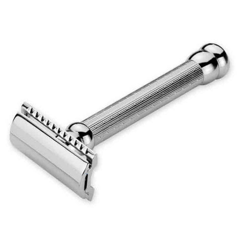 Merkur Double Edge Safety Razor, Straight Cut, Chrome Plated, Etched Handle