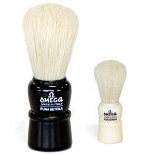 Omega 100% Hog Bristle Shaving Brush, Plastic Handle, Cream