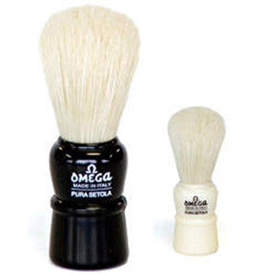 Omega 100% Hog Bristle Shaving Brush, Cream Plastic Handle