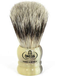 Omega 100% Hog Bristle Shaving Brush, Cream Plastic Handle