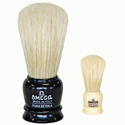 Omega 100% Hog Bristle Shaving Brush, Cream Plastic Handle